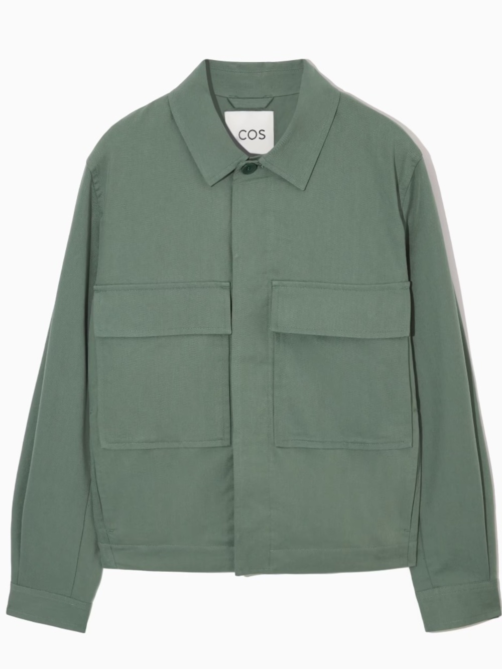 COS Cotton Twill Utility Overshirt Dark Green